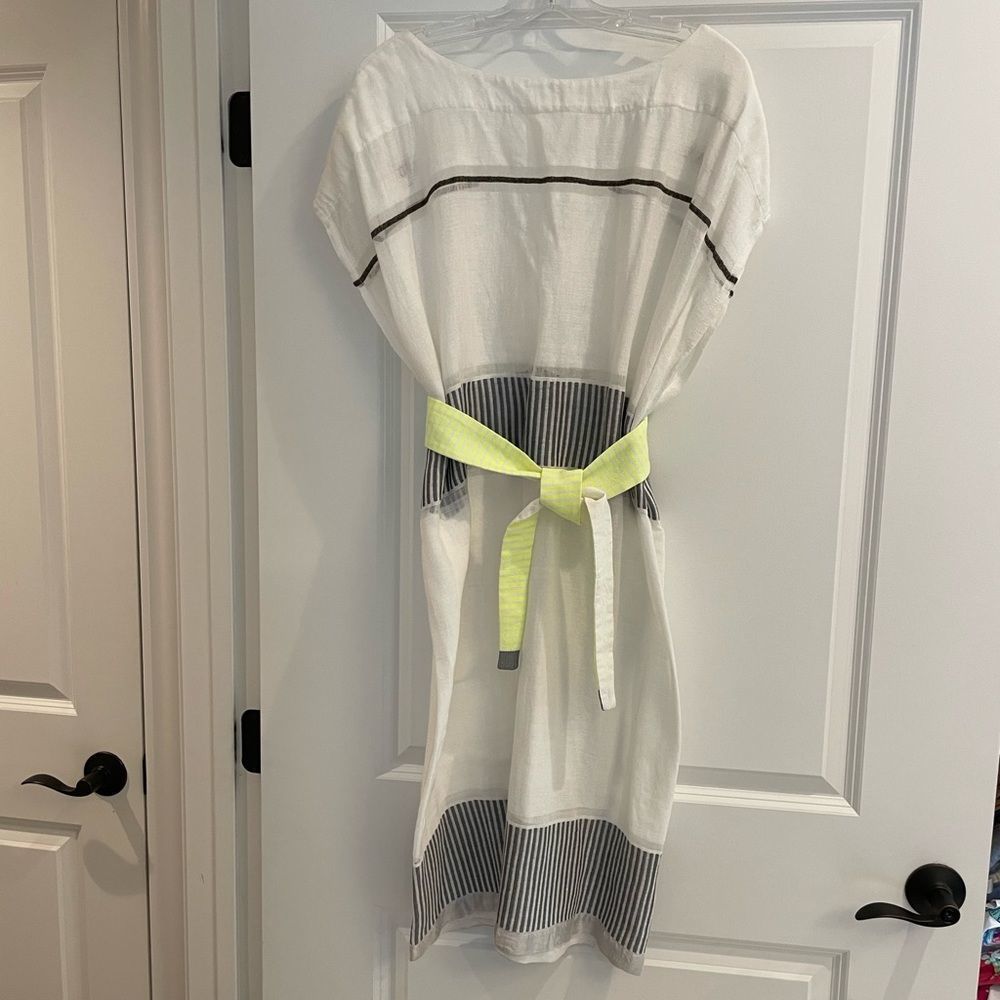 NWOT Lemlem Dress Sz. M White Black Green belt